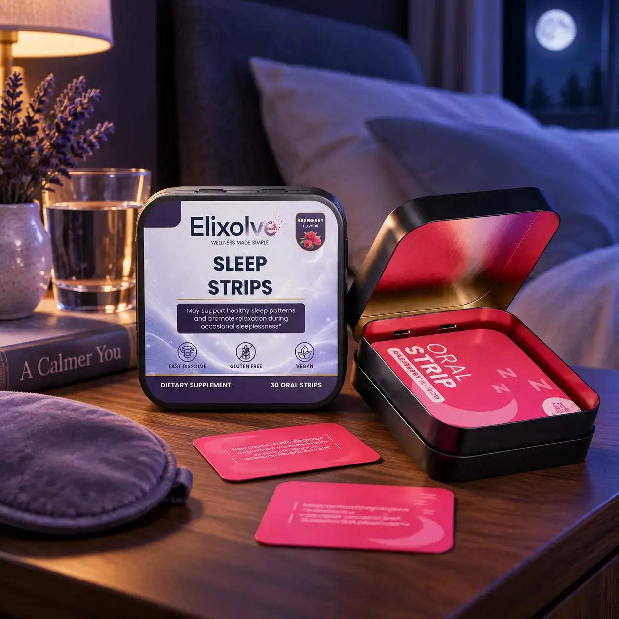 Elixolve Sleep Oral Strips Melatonin Supplement with Botanicals