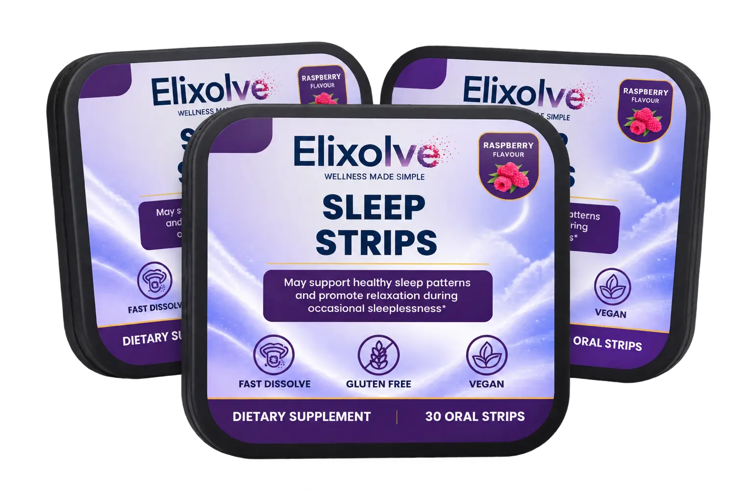 Elixolve Sleep Oral Strips Melatonin Supplement with Botanicals